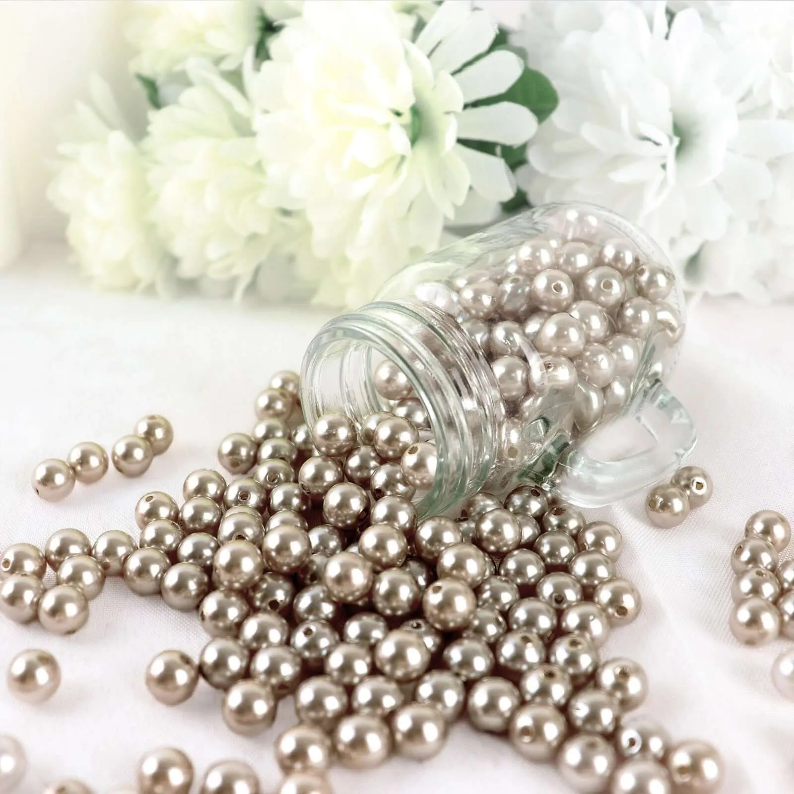 1000 Pack Taupe Faux Craft Pearl Beads and DIY Vase Filler 10mm