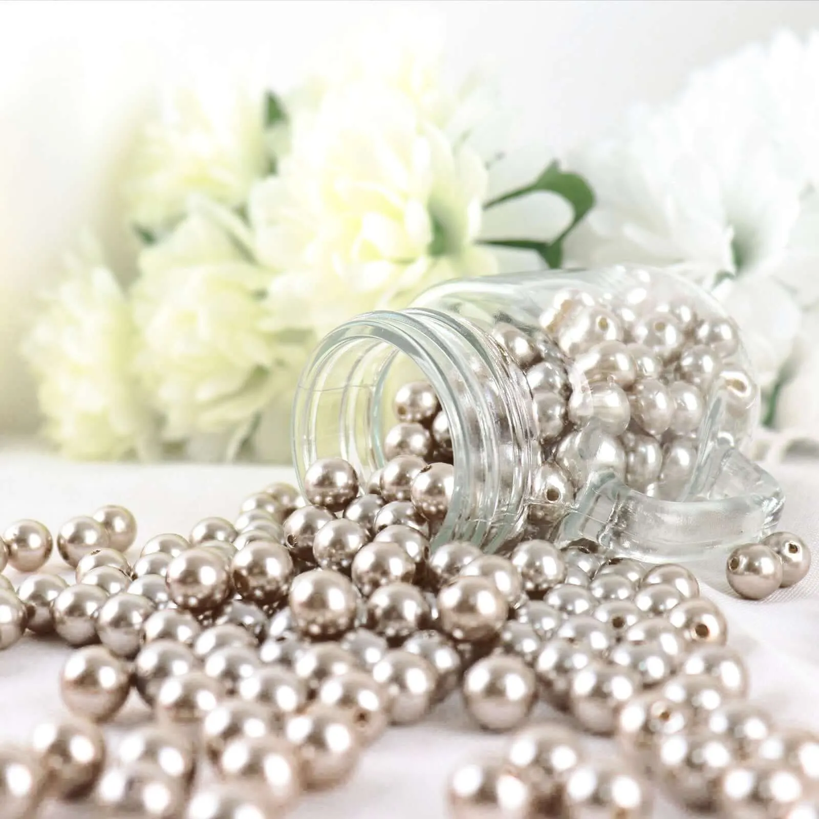 1000 Pack Taupe Faux Craft Pearl Beads and DIY Vase Filler 10mm