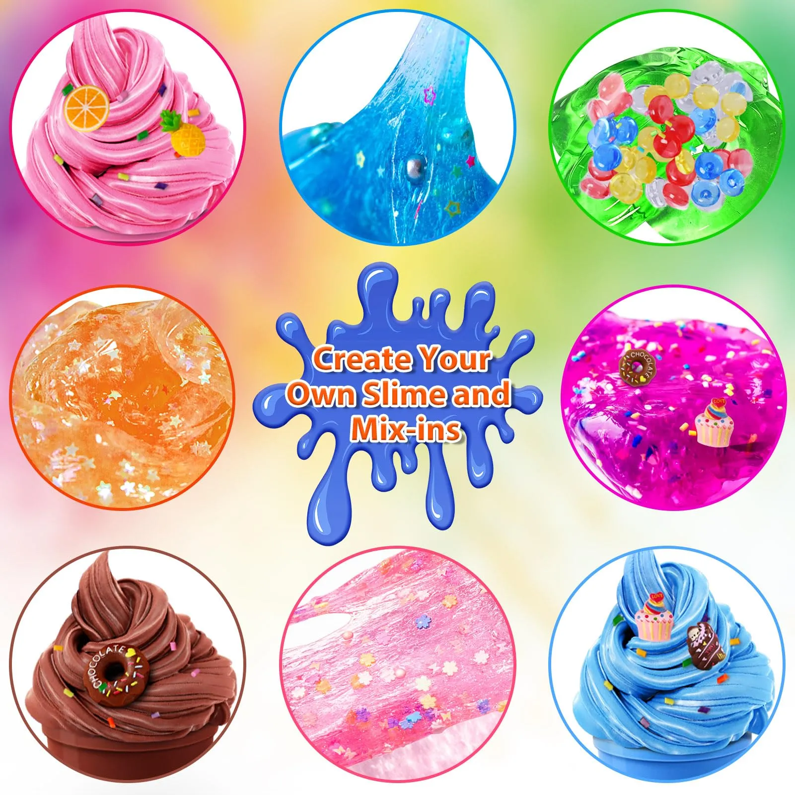 12 Cups DIY Slime Kit, Slime Making Kit for Girls 10-12, Crystal Clear Slime, Glow in The Dark Slime with Add-ins, Foam Balls, Charms, Slime Party Favors Gift Toys for Kids