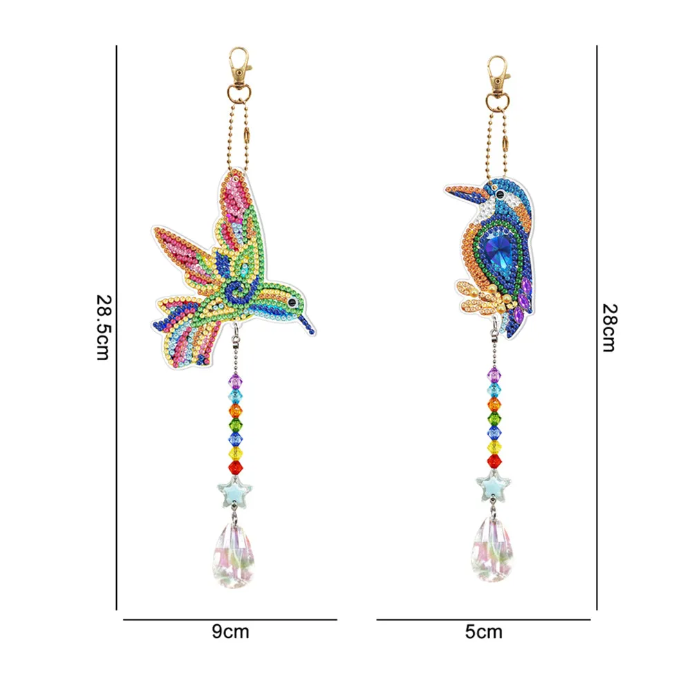 2pcs 5D Diamond Painting Double-sided Drill Pendant Bag Keychain Jewelry