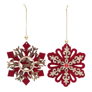 2pk Flocked Snowflake Tree Ornaments Christmas Decoration