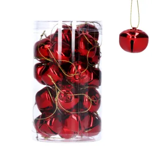 30 x Small Red Metal Jingle Bells Tree Decoration