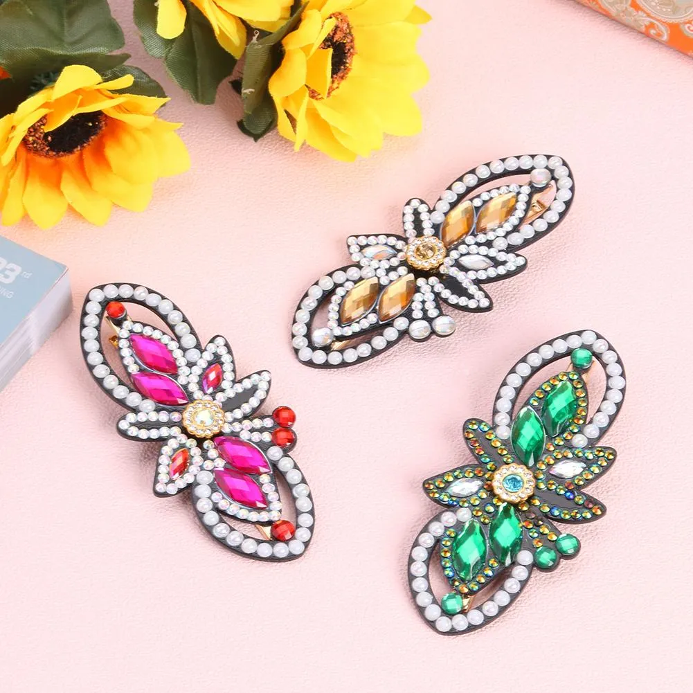 3pcs Girls DIY Diamond Hair Clip Butterfly Hollow Hairpin Elegant Barrettes