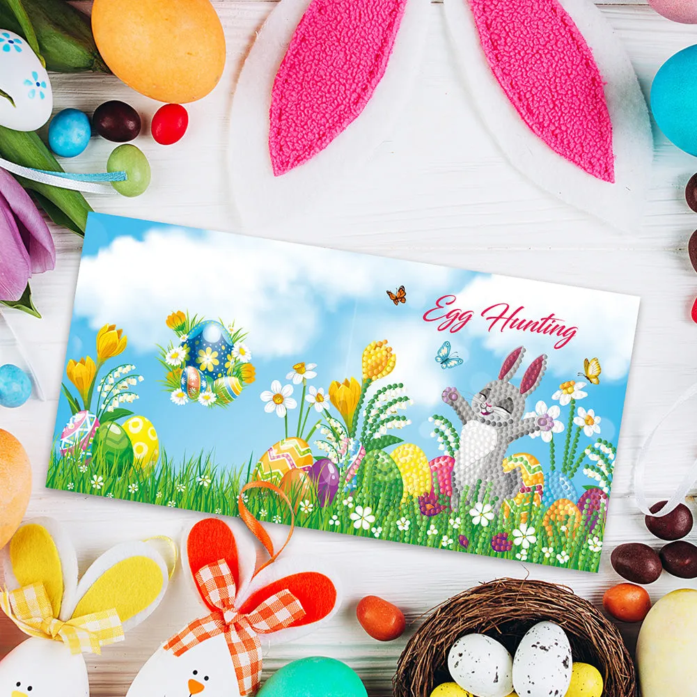 4pcs Easter Greeting Cards Diamond Painting DIY Postcards Kit with Envelope