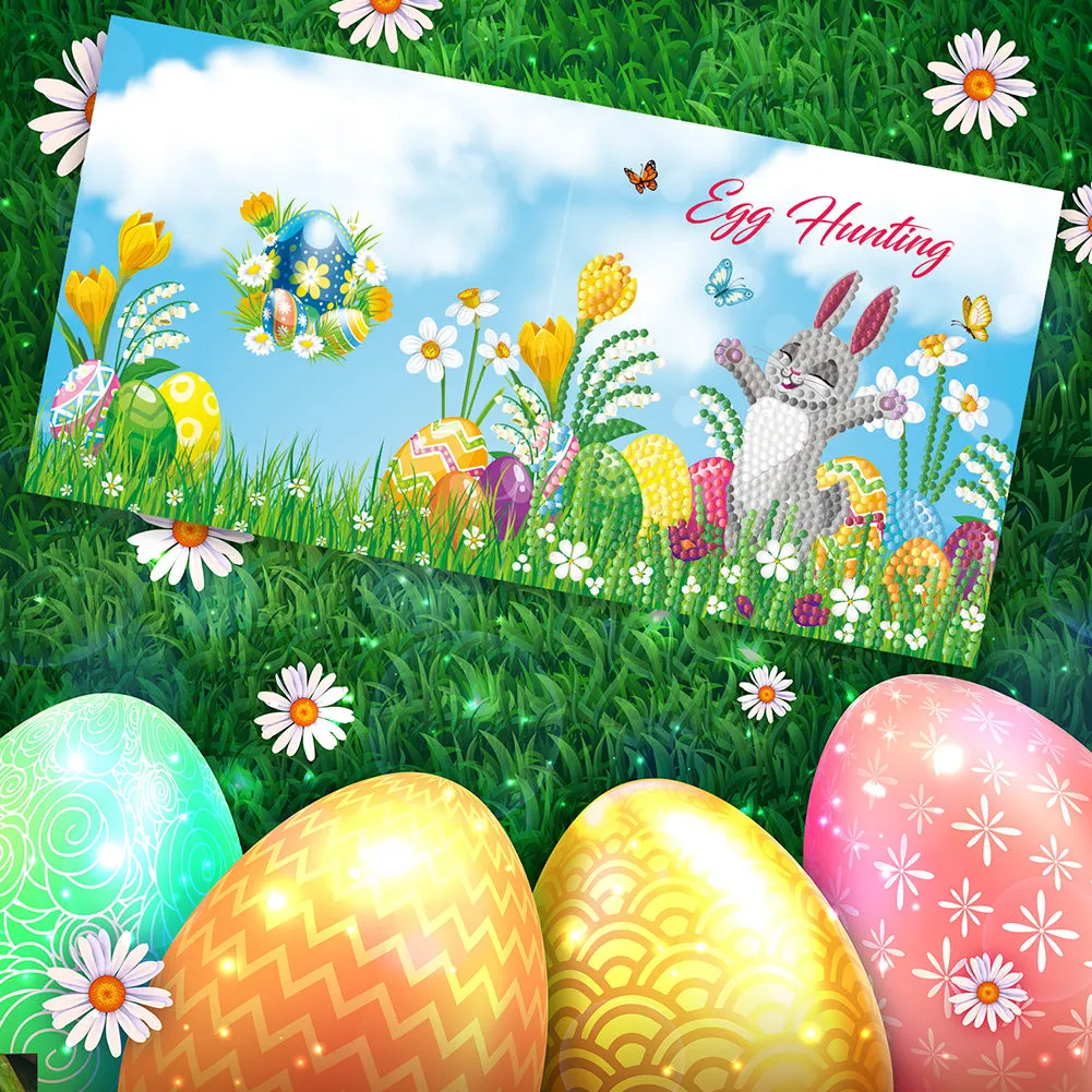 4pcs Easter Greeting Cards Diamond Painting DIY Postcards Kit with Envelope