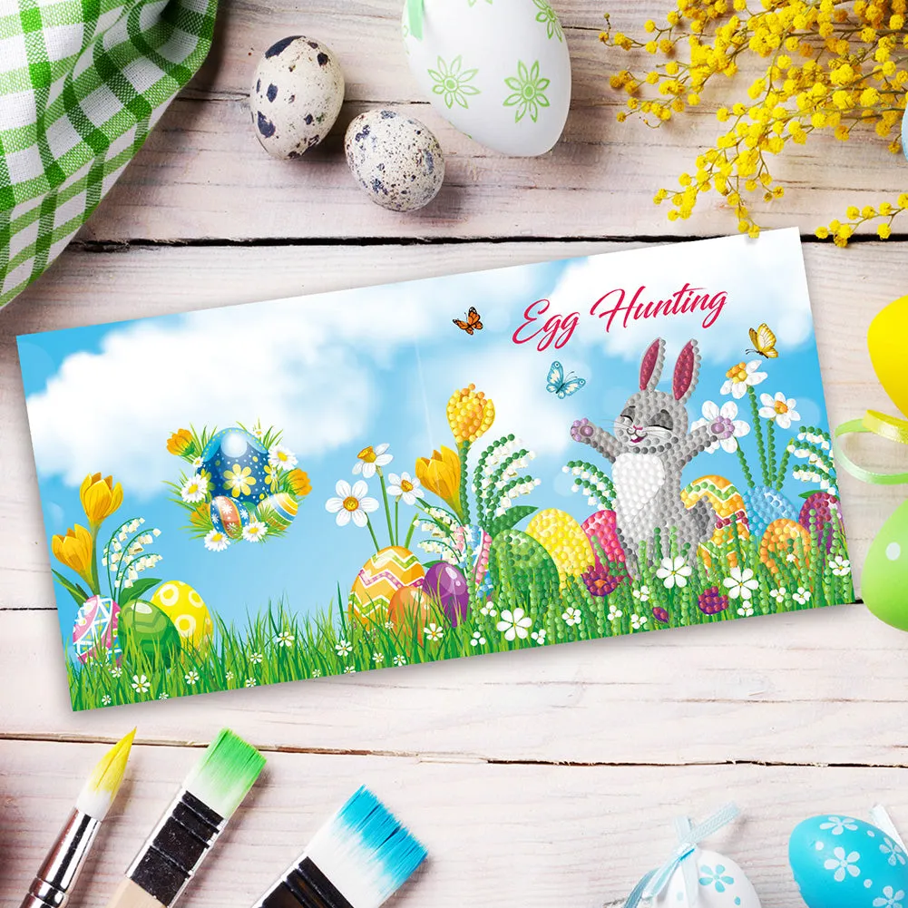 4pcs Easter Greeting Cards Diamond Painting DIY Postcards Kit with Envelope