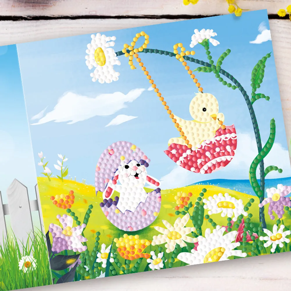 4pcs Easter Greeting Cards Diamond Painting DIY Postcards Kit with Envelope