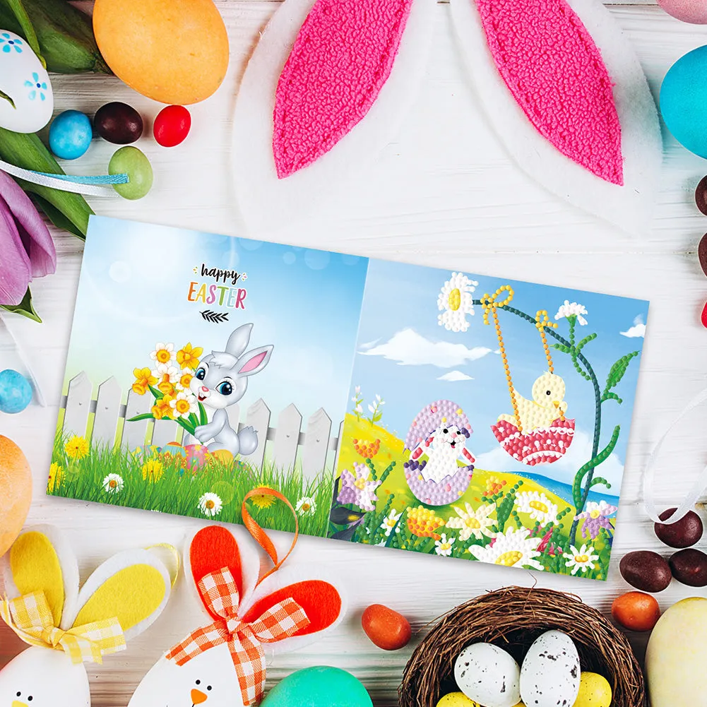 4pcs Easter Greeting Cards Diamond Painting DIY Postcards Kit with Envelope