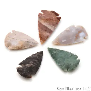 5pc Lot Arrowhead Cut Gemstones, 49x28mm Handcrafted Stone, Loose Gemstone, DIY Pendant, DIY Jewelry