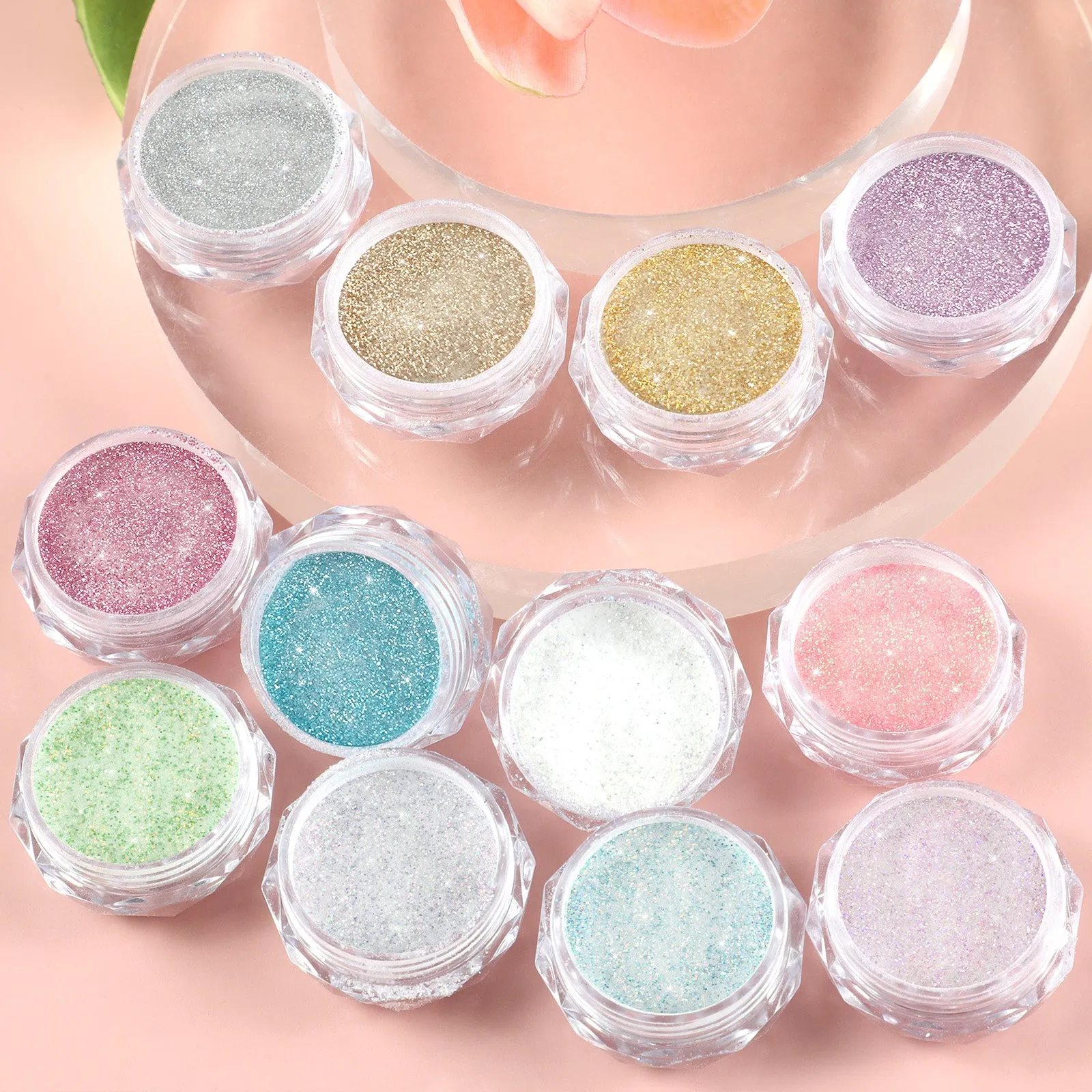 6PC Nail Acrylic Glitter Nail Powder