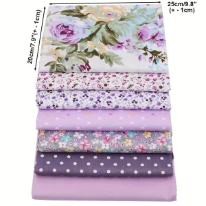 7pcs Floral Pattern Cotton Fabric for DIY Handmade Crafts