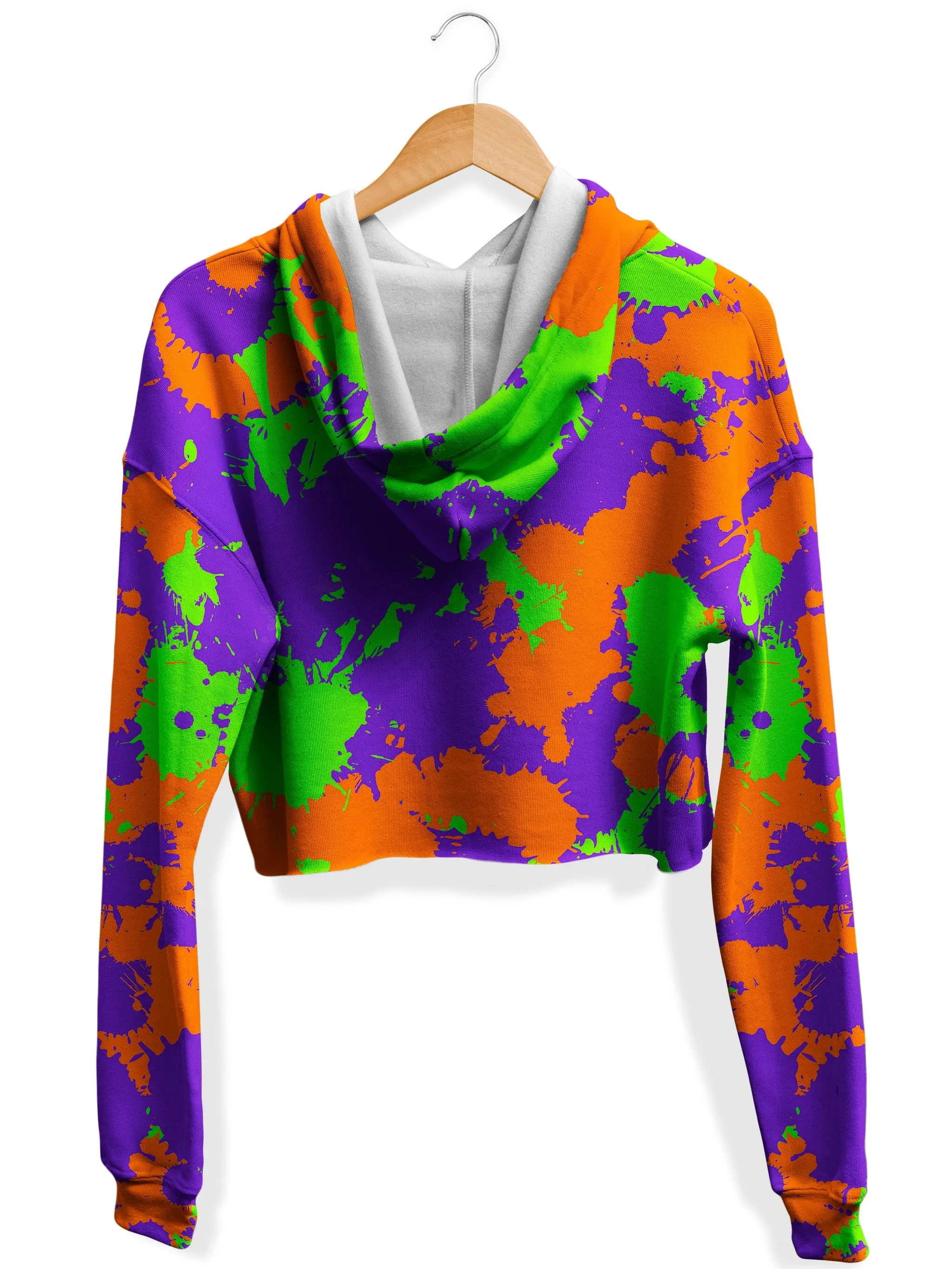 90s Kid Slime Splatter Fleece Crop Hoodie