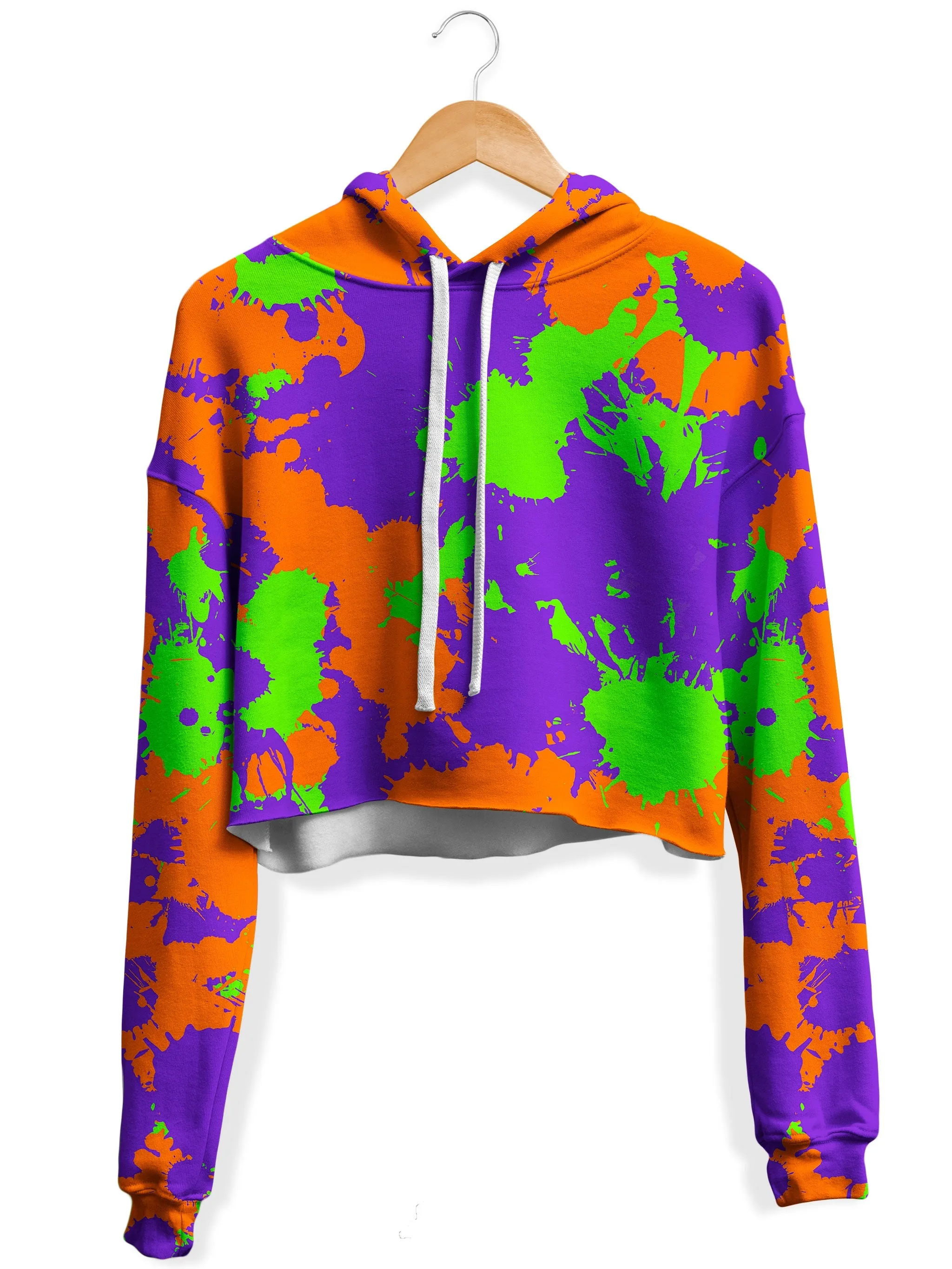 90s Kid Slime Splatter Fleece Crop Hoodie