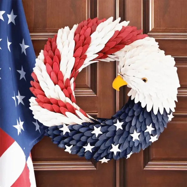 American Flag Wreath For Independence Day Memorial Day 4th July Decorations