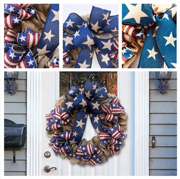 American Flag Wreath For Independence Day Memorial Day 4th July Decorations