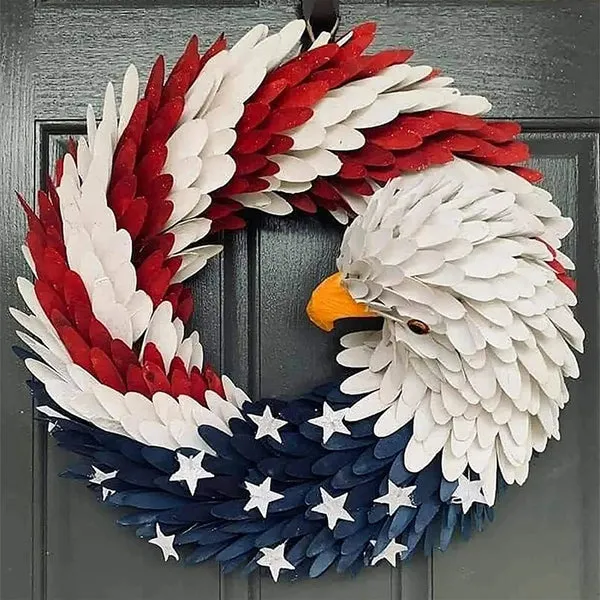 American Flag Wreath For Independence Day Memorial Day 4th July Decorations