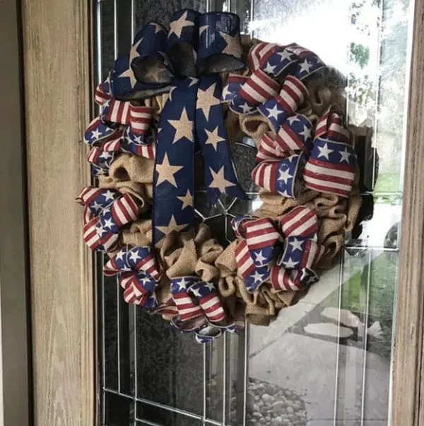 American Flag Wreath For Independence Day Memorial Day 4th July Decorations