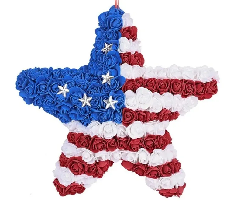 American Flag Wreath For Independence Day Memorial Day 4th July Decorations