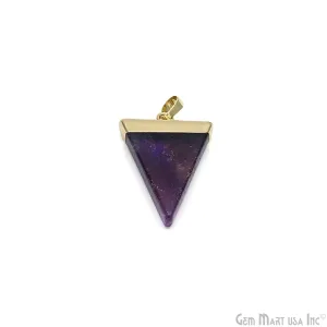 Amethyst Triangle 25x30mm Gold Plated Single Bail Necklace Pendant