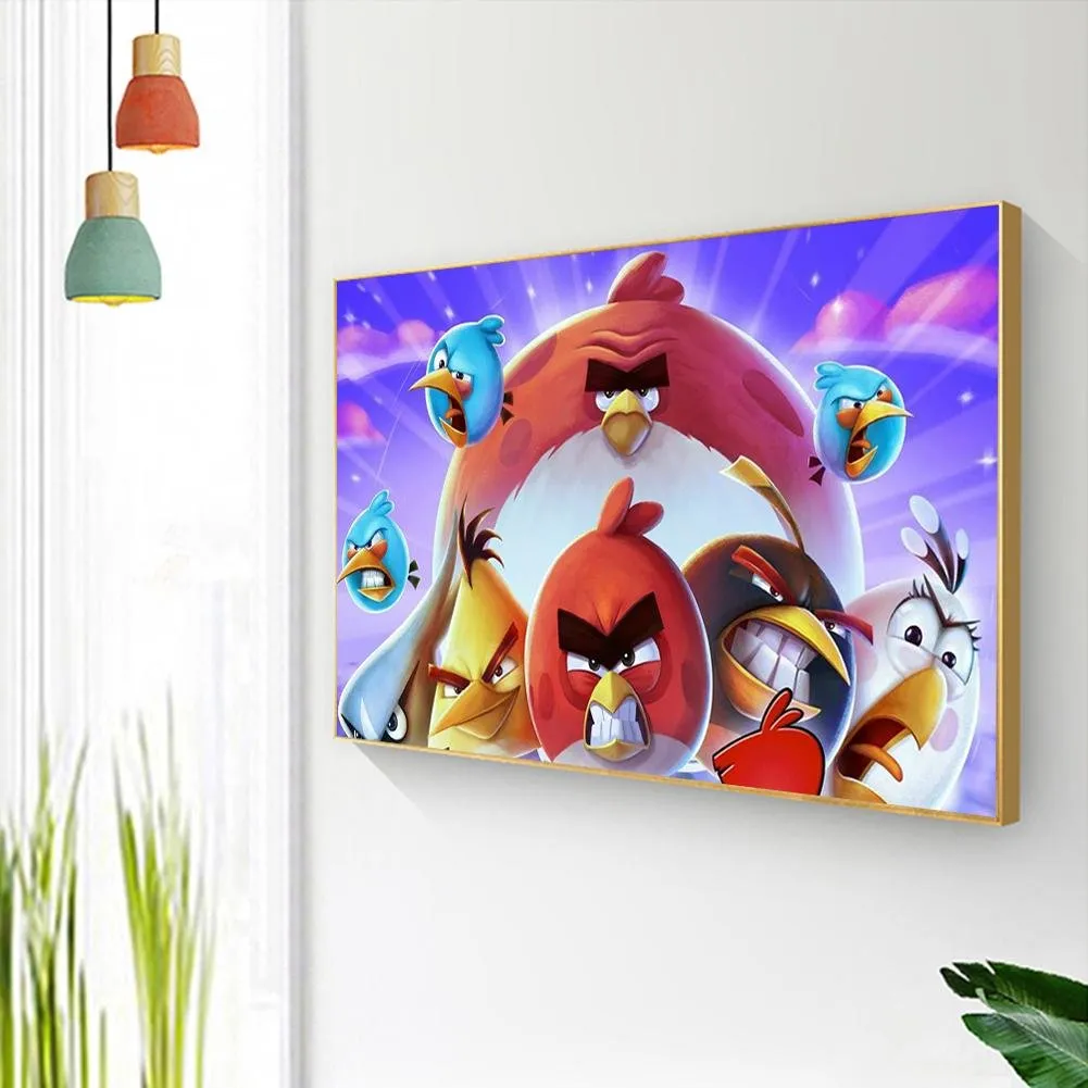 Angry Birds  - Full Round Diamond - 40x30CM