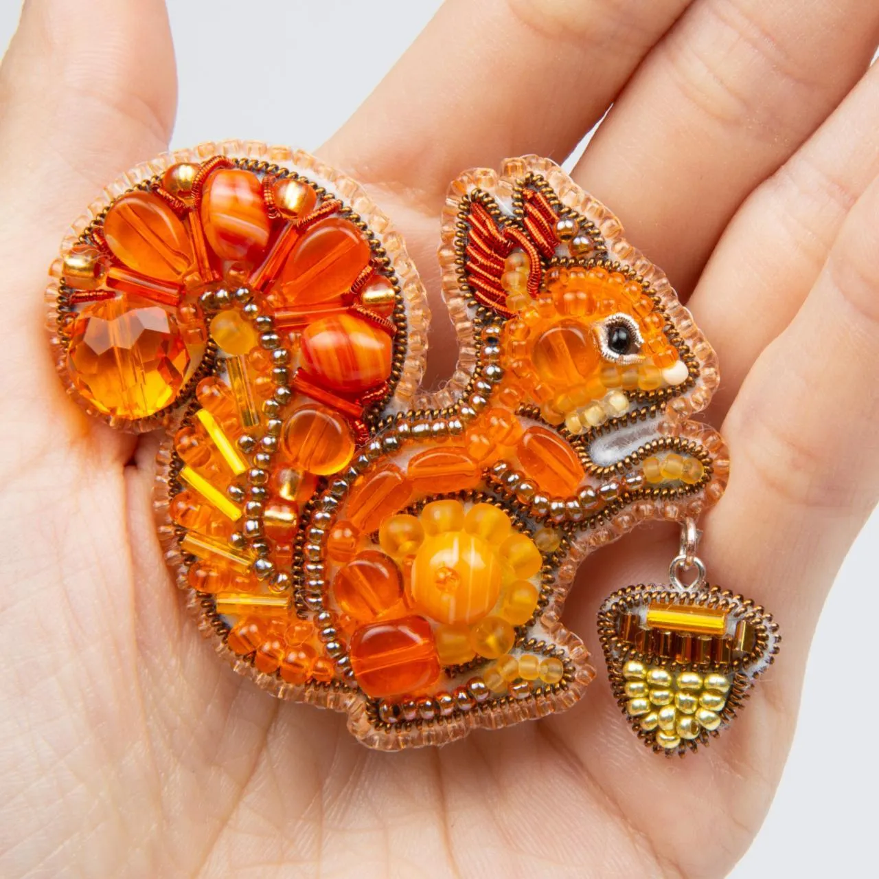 Beadwork kit for creating brooch Crystal Art Squirrel BP-326C