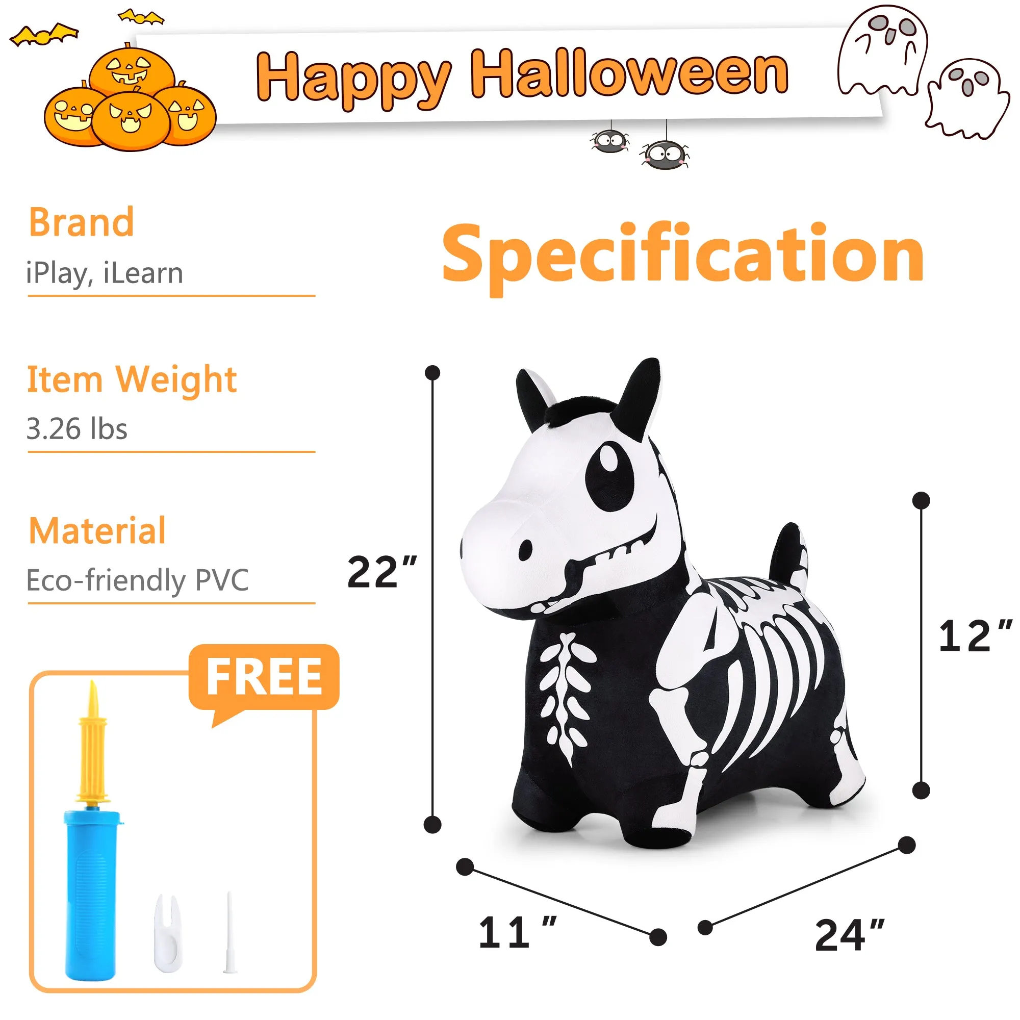 Bouncy Pals Skeleton Hopping Horse