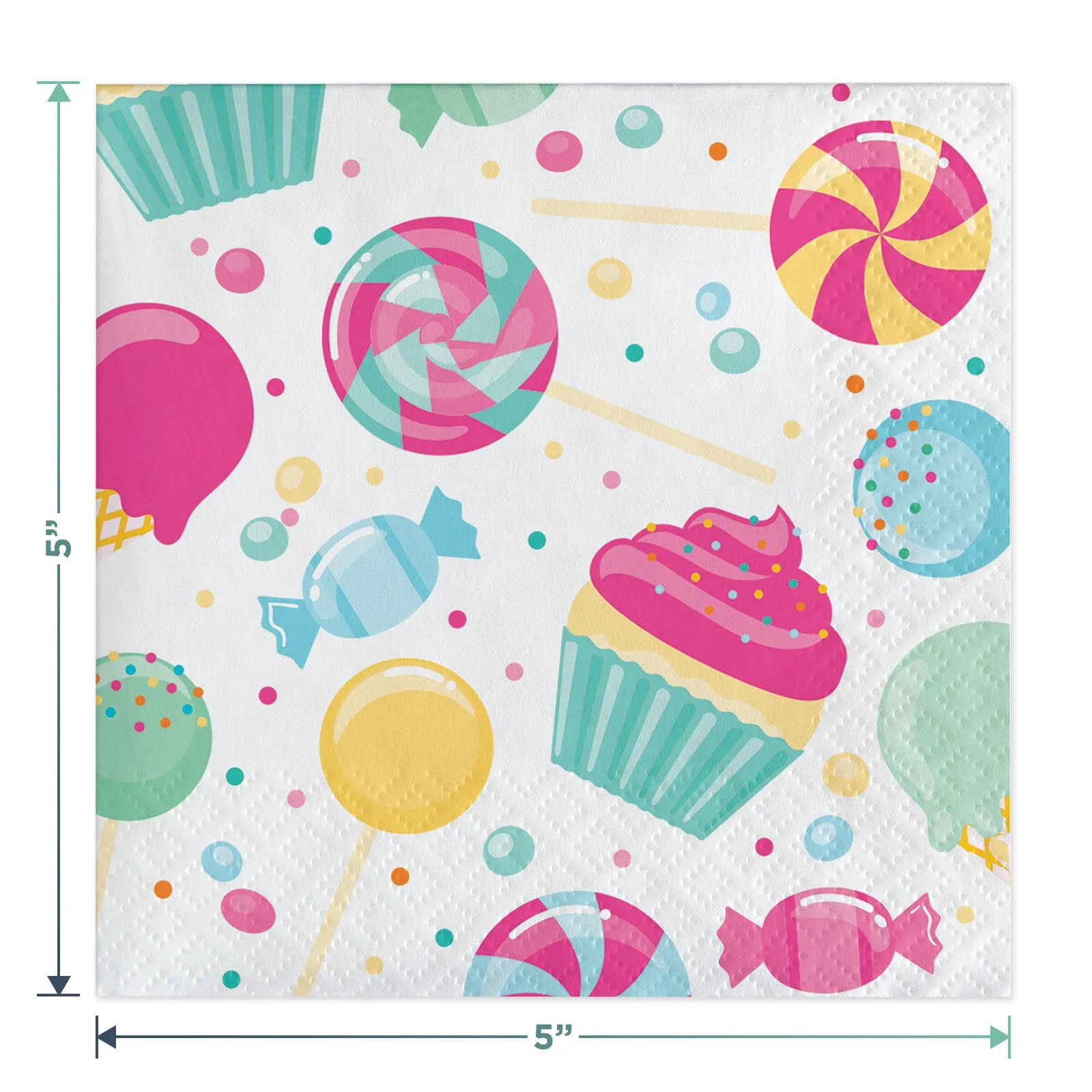 Candyland Dessert Party Pack - Plates, Napkins, Cups, Forks, and Table Cover (Serves 16)