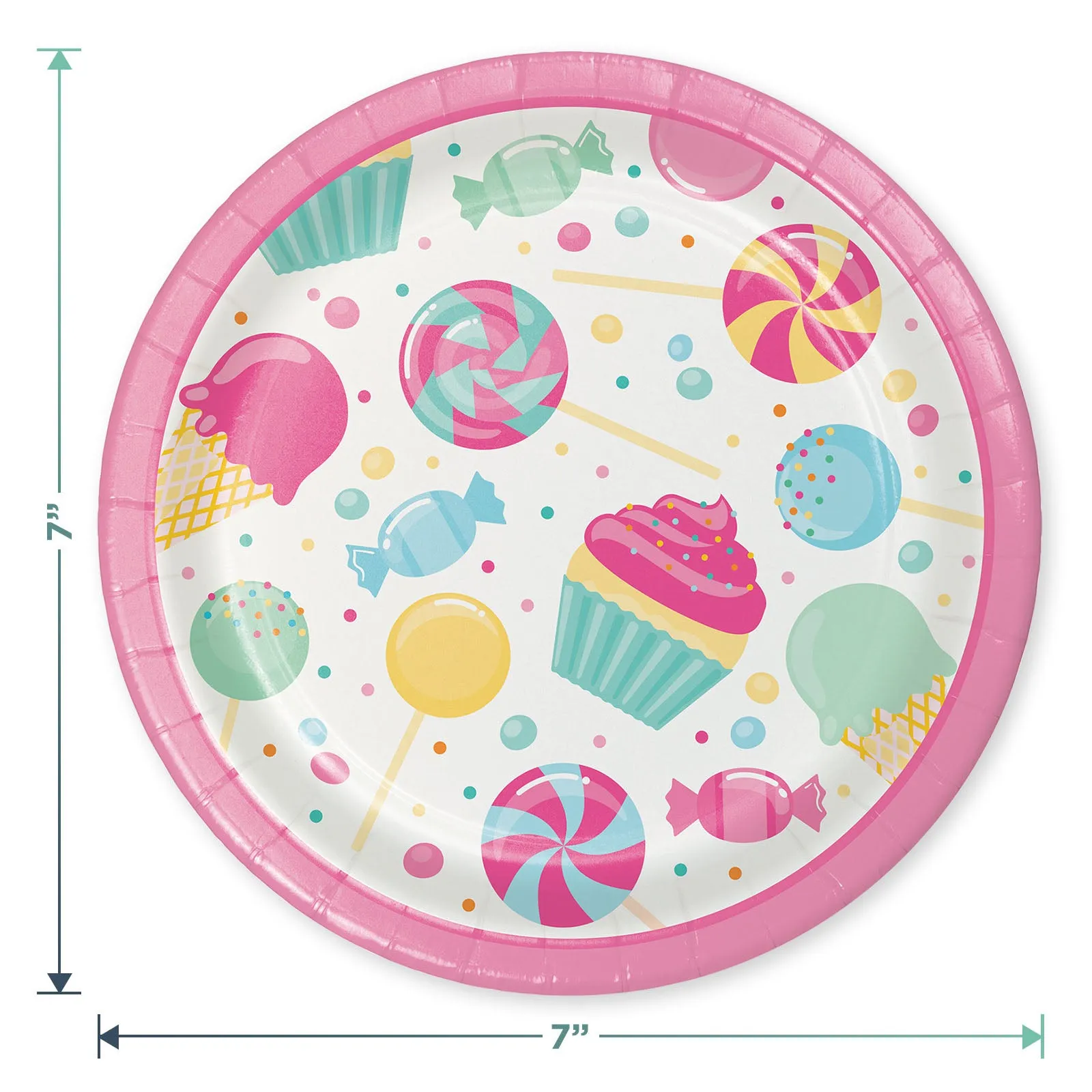 Candyland Dessert Party Pack - Plates, Napkins, Cups, Forks, and Table Cover (Serves 16)