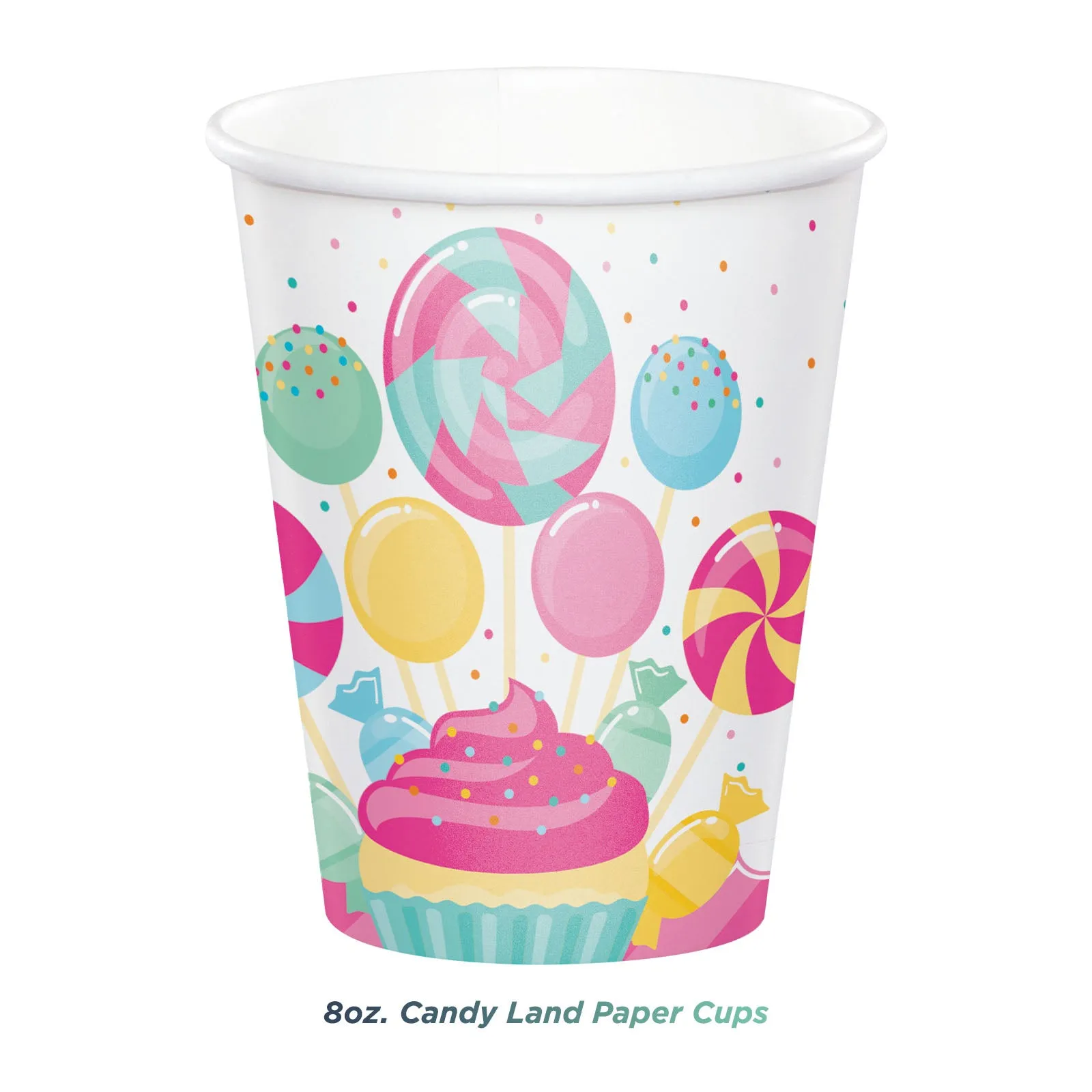 Candyland Dessert Party Pack - Plates, Napkins, Cups, Forks, and Table Cover (Serves 16)