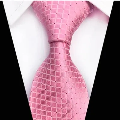 Classy Men Classic Pink Mini Check Silk Tie