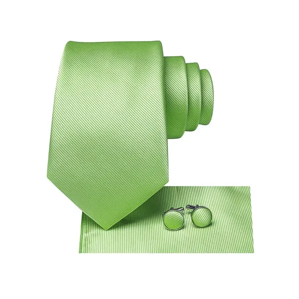 Classy Men Light Green Striped Silk Tie