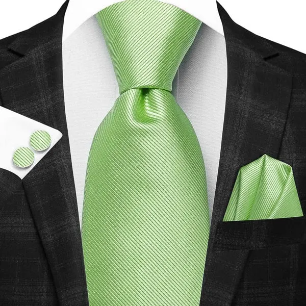 Classy Men Light Green Striped Silk Tie