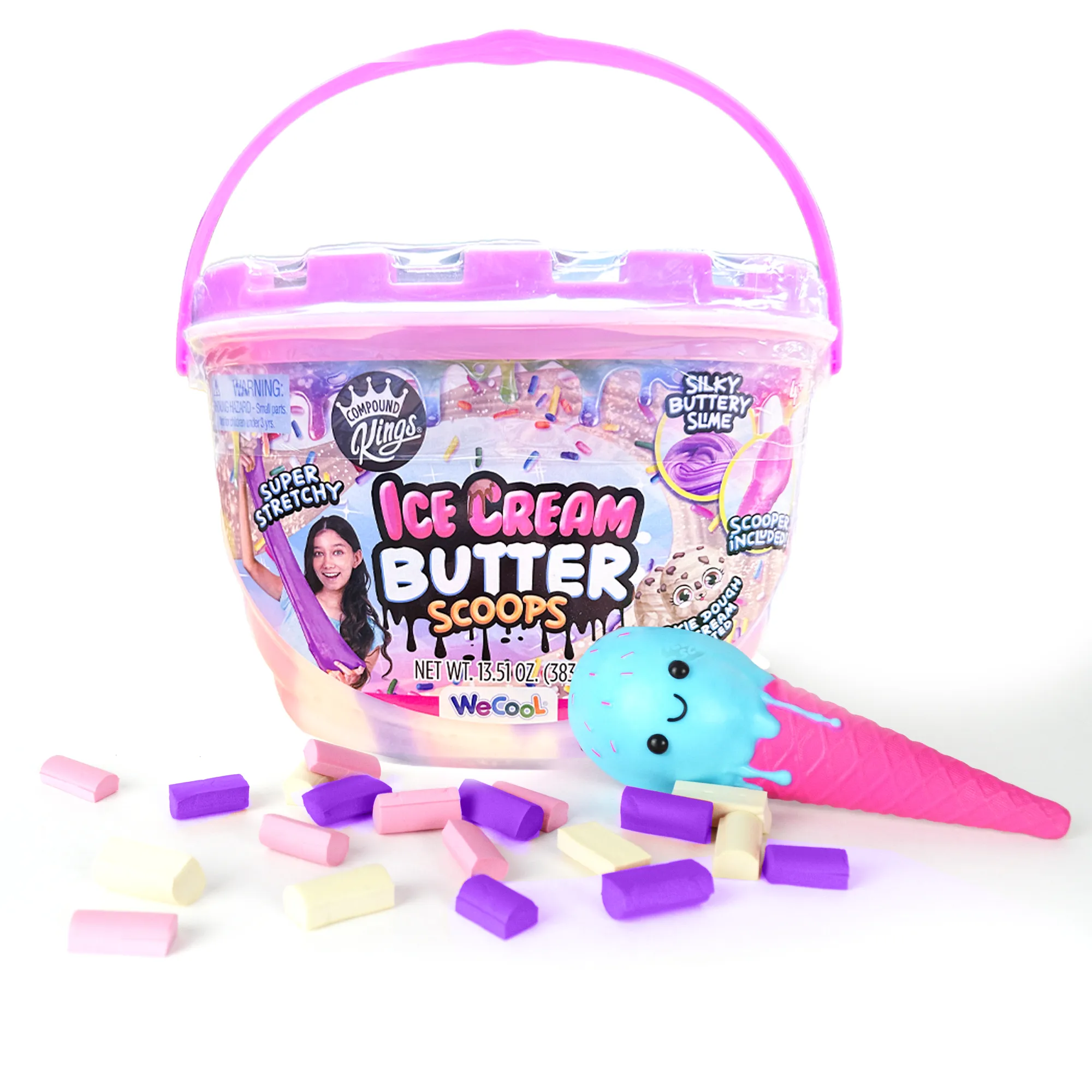 COMPOUND KINGS Fluffy Ice Cream Butter Scoops Compound Bucket For Girls & Boys | Sensory Toys | Non-Sticky | Stress Relieving Tactile |  Ages 4   |  (Cookie Dough)