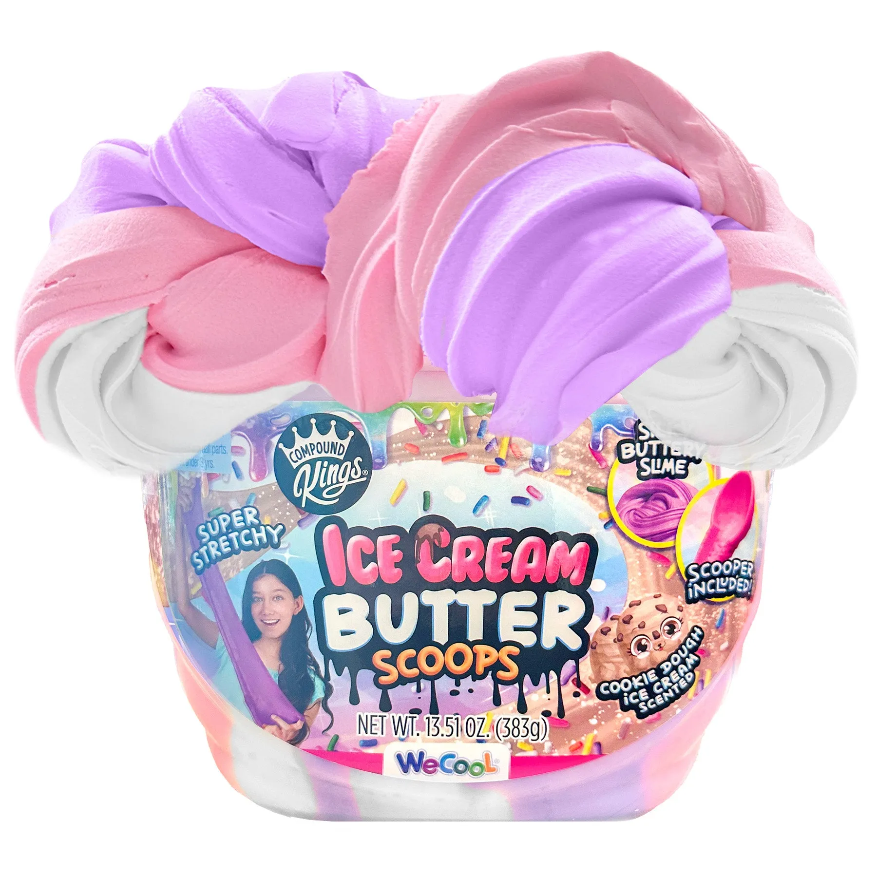 COMPOUND KINGS Fluffy Ice Cream Butter Scoops Compound Bucket For Girls & Boys | Sensory Toys | Non-Sticky | Stress Relieving Tactile |  Ages 4   |  (Cookie Dough)