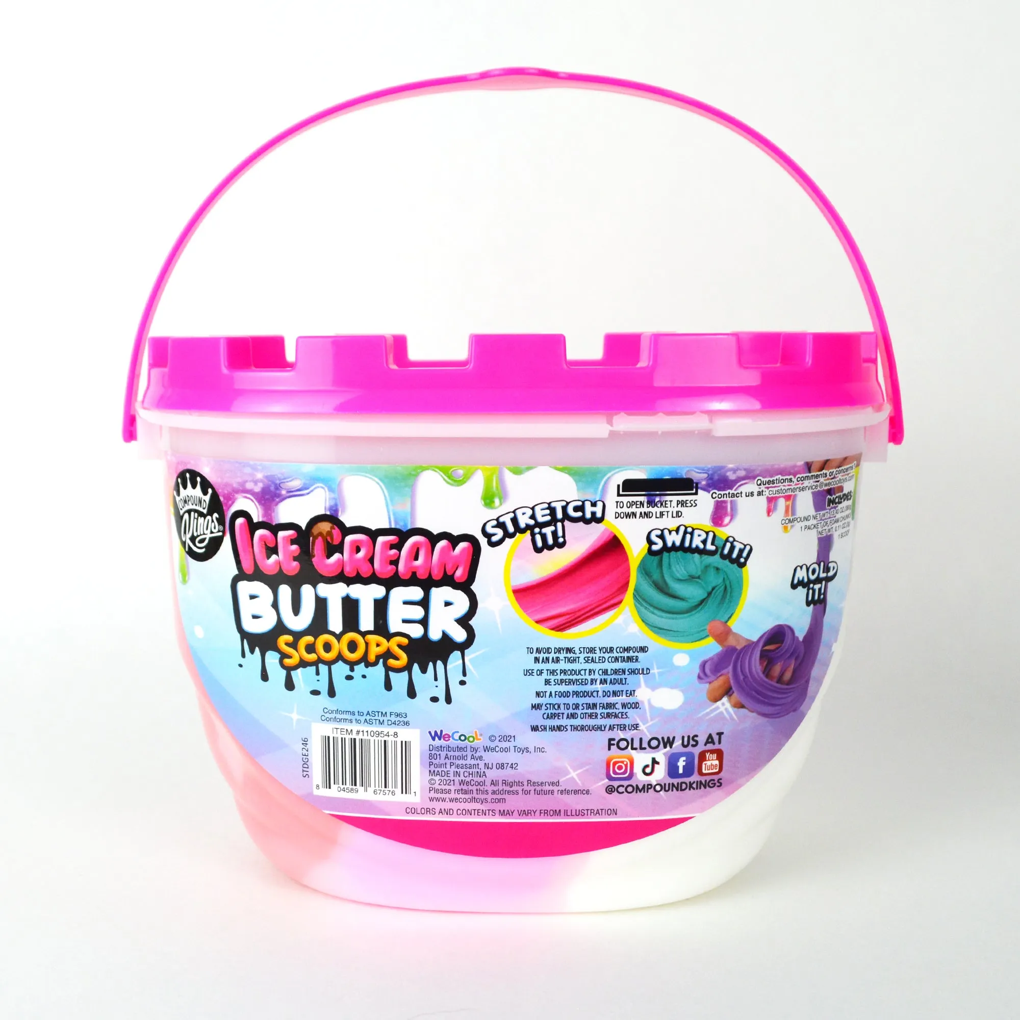 COMPOUND KINGS Fluffy Ice Cream Butter Scoops Compound Bucket For Girls & Boys | Sensory Toys | Non-Sticky | Stress Relieving Tactile |  Ages 4   |  (Strawberry Shortcake)