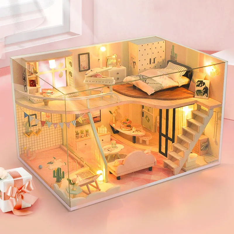 DIY Doll Mini Room Pink Handmade Girls' House