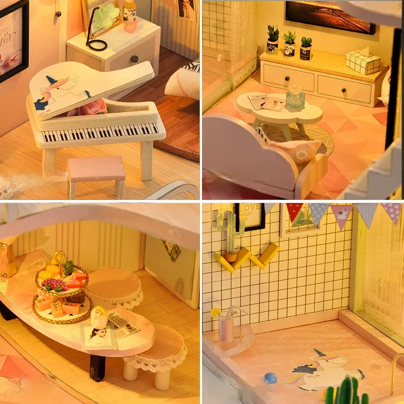 DIY Doll Mini Room Pink Handmade Girls' House