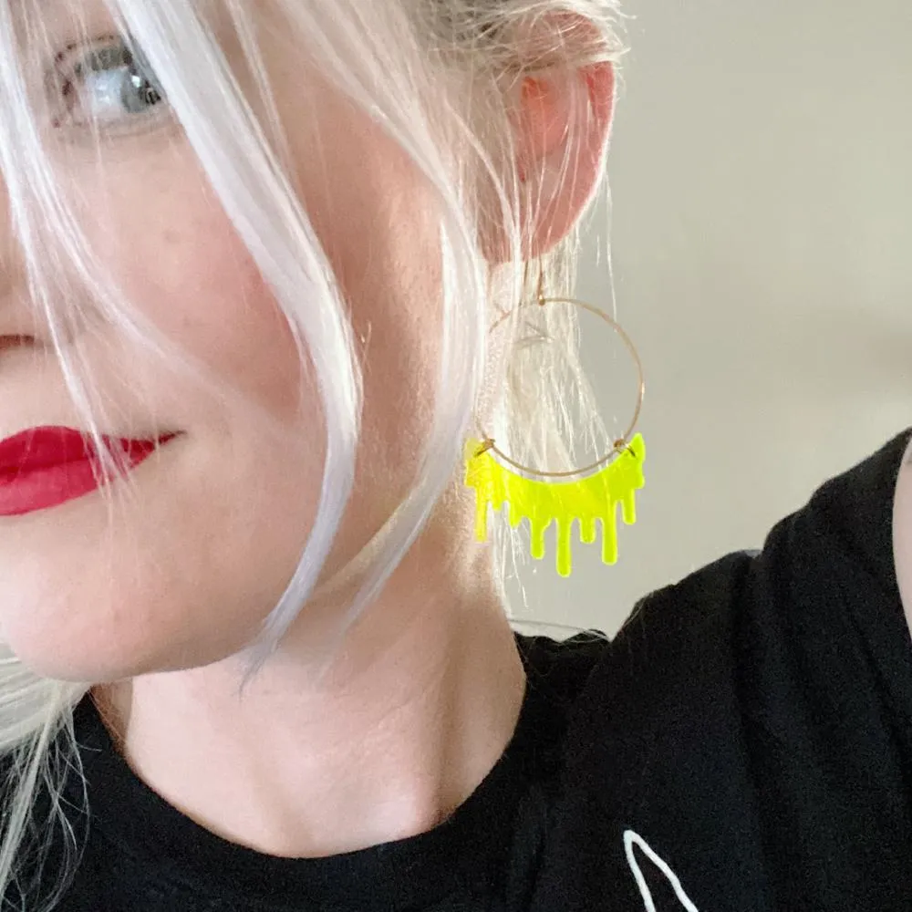 Dripping Slime Acrylic Hoop Earrings