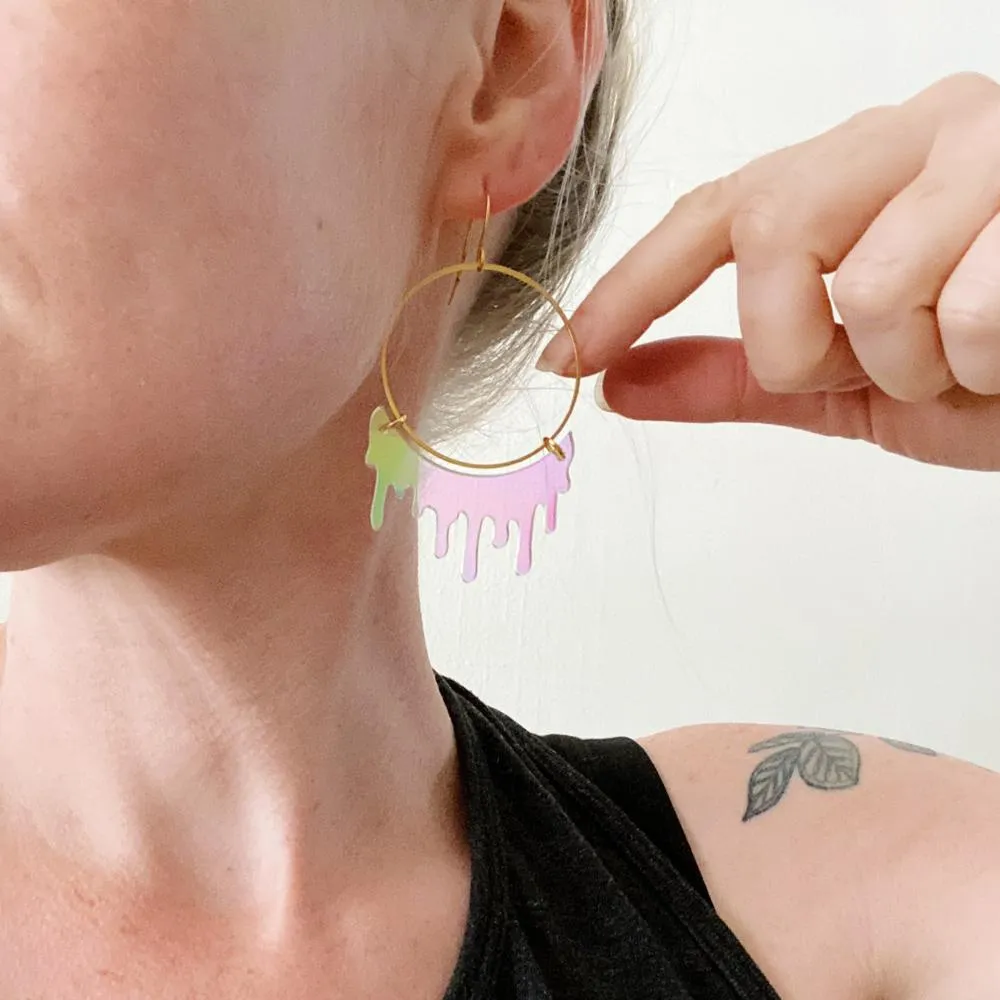 Dripping Slime Acrylic Hoop Earrings