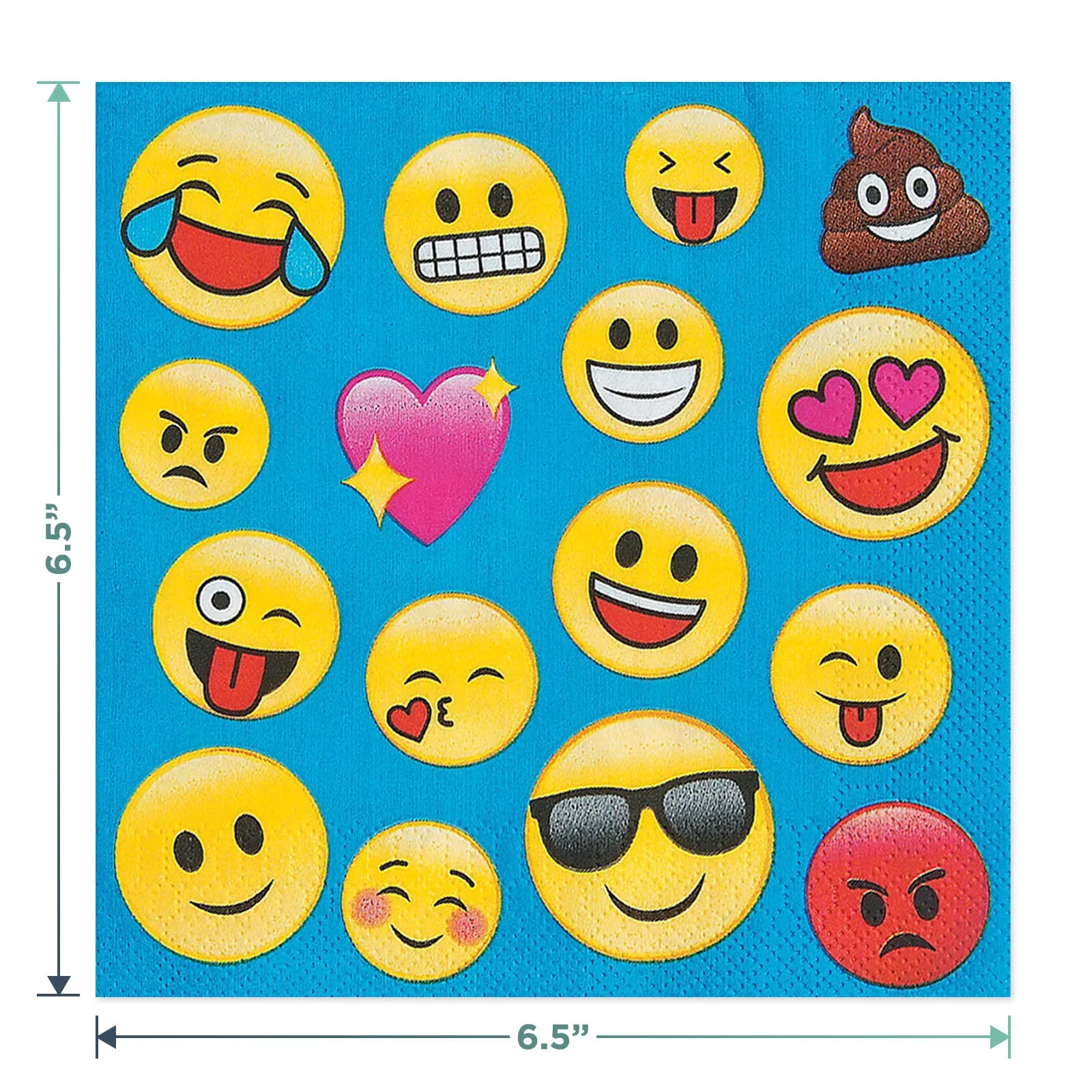 Emoji Party Supplies Tableware and Decorations (Paper Dinner Plates and Luncheon Napkins with Blue Trim)