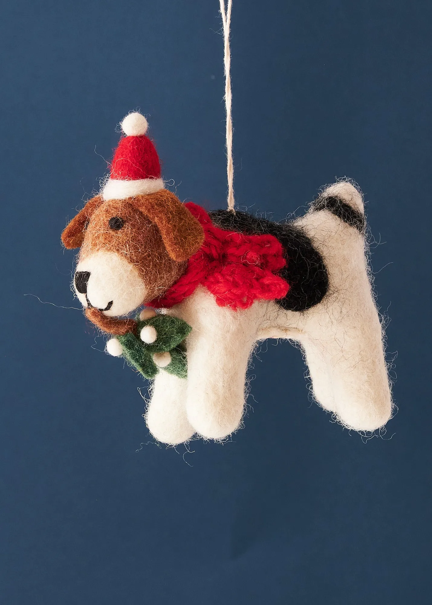 Felted Fox Terrier With Mistletoe