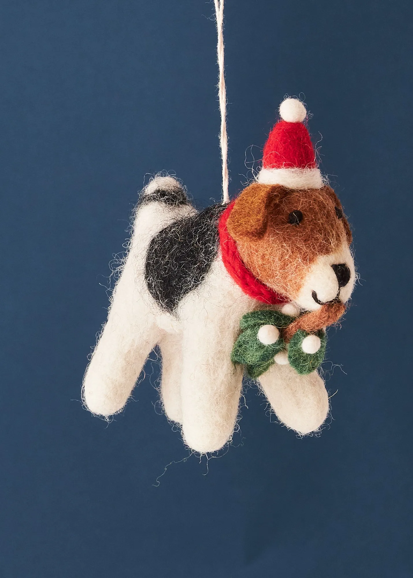 Felted Fox Terrier With Mistletoe