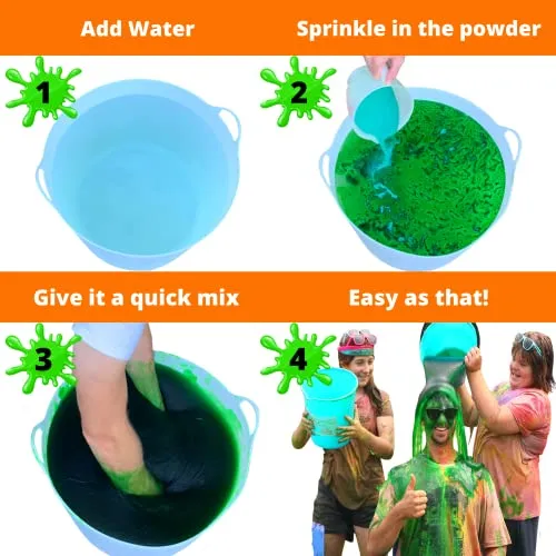 INSTANT GREEN SLIME POWDER. Bulk 25 Gallon Kit! Just Add Water. Make a Slime Bath or Pool. Mix 20 x 5qt big buckets