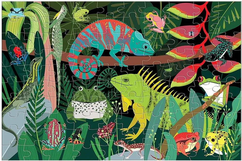 Mud Puppy Frogs & Lizards Glow In The Dark 100 Piece Puzzle