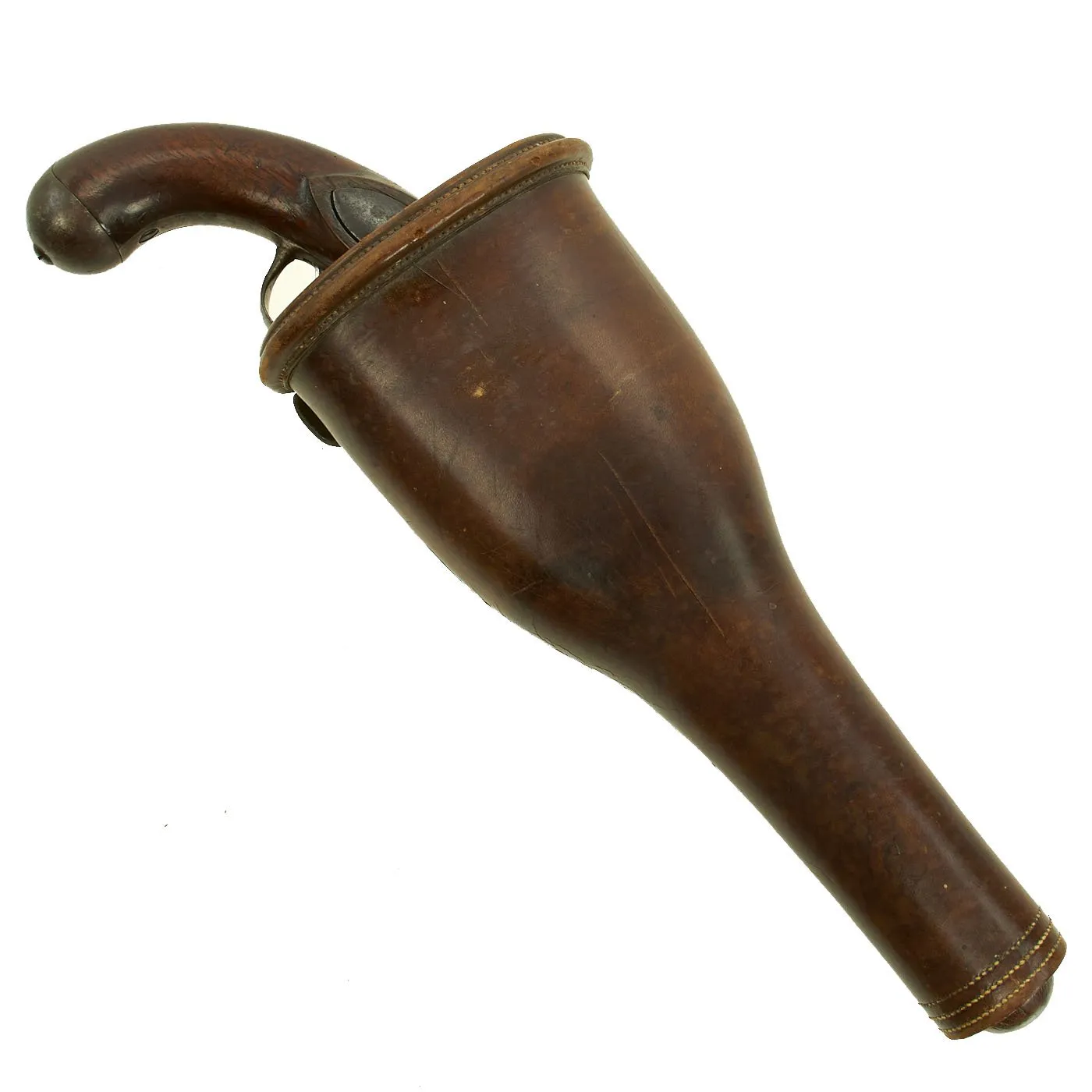 Original British Victorian Cavalry and Police Saddle Bucket Holster for Percussion Pistols