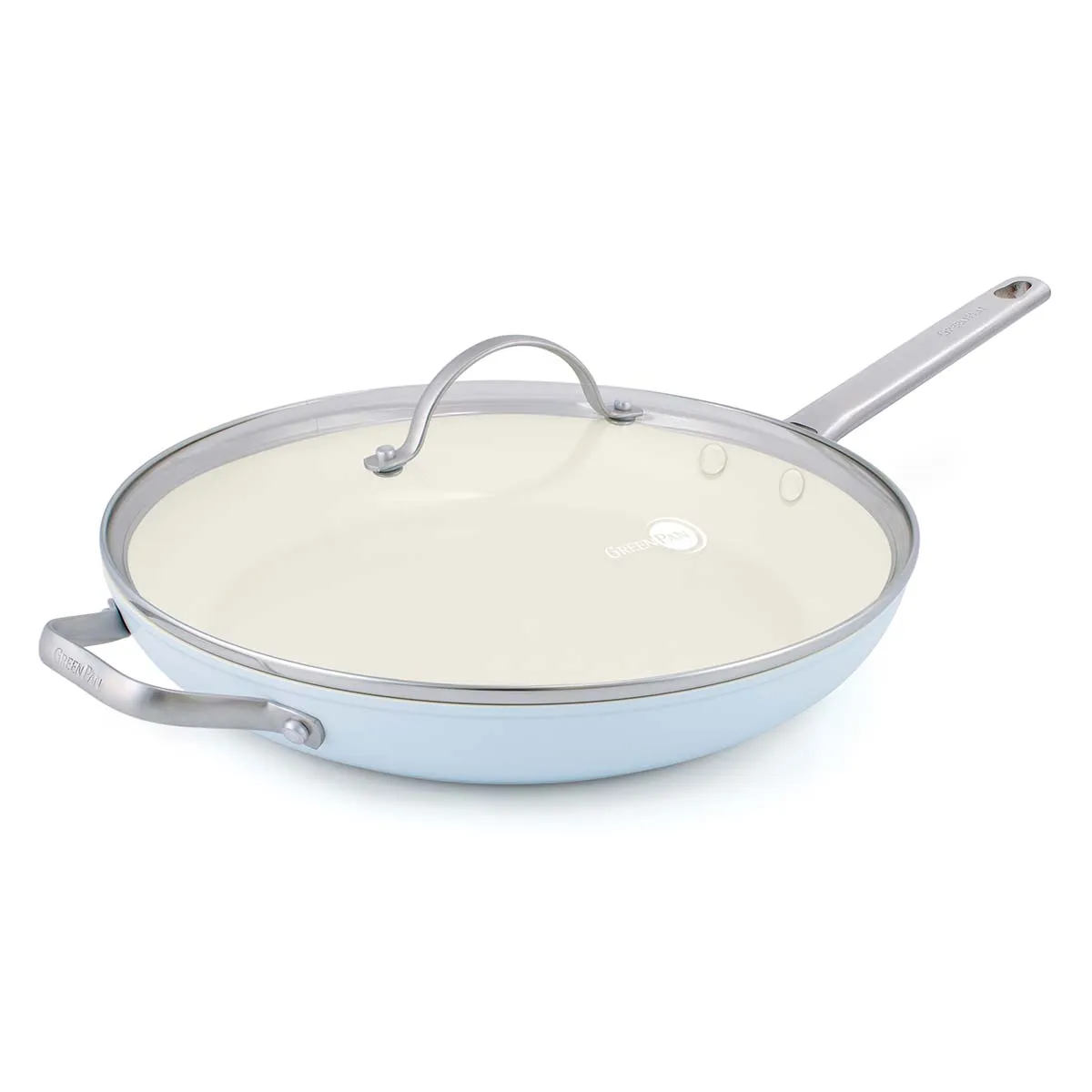 Padova Light Blue Ceramic Nonstick 12" Frypan with Lid