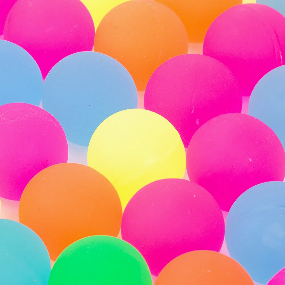 PROLOSO 50 Pcs Bouncy Balls Glow in The Dark Bouncing Rubber Pet Toys Bright Neon Colors 1.25"