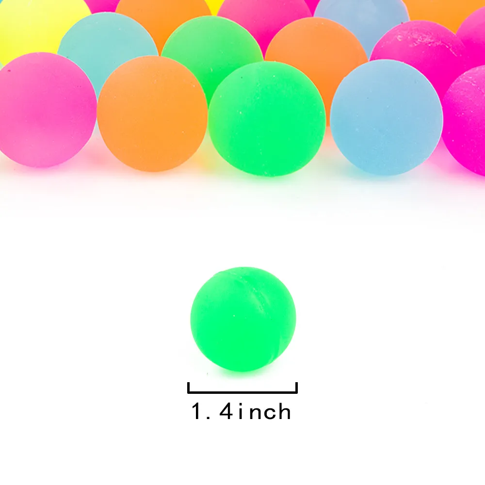 PROLOSO 50 Pcs Bouncy Balls Glow in The Dark Bouncing Rubber Pet Toys Bright Neon Colors 1.25"