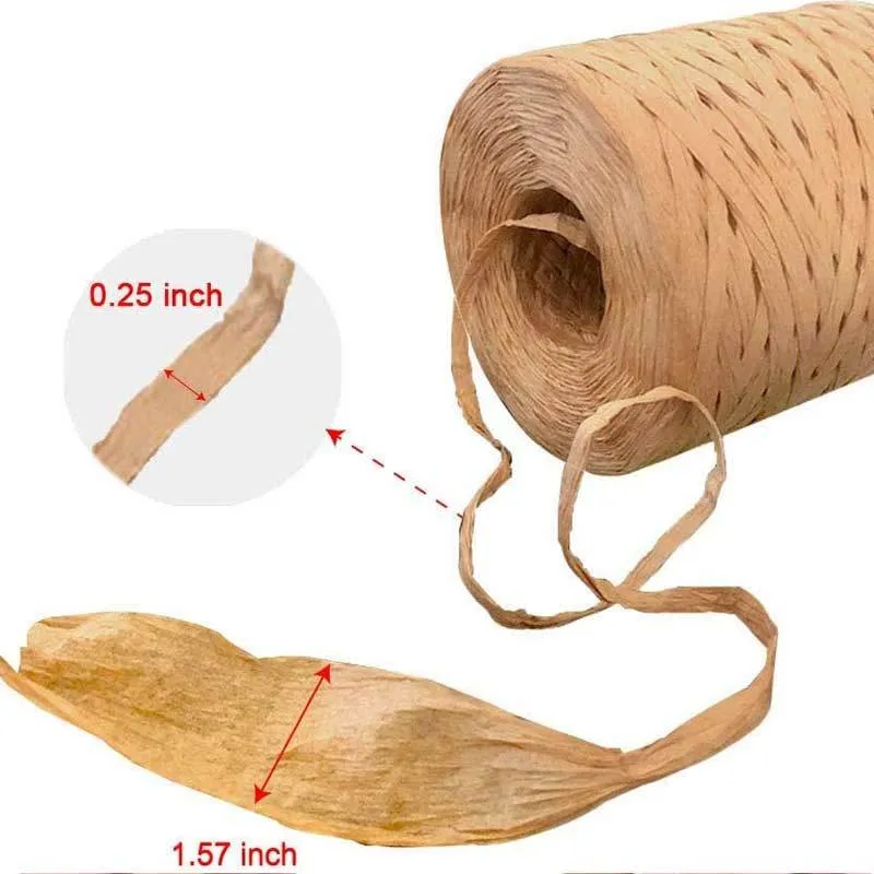 Raffia Paper Ribbon 200 Meters Decoration Wedding Rope Ribbon for Natural Paper Twine Gift Party Easter Packing Craft Wrapping