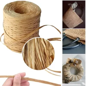 Raffia Paper Ribbon 200 Meters Decoration Wedding Rope Ribbon for Natural Paper Twine Gift Party Easter Packing Craft Wrapping